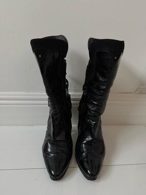 Women's Black Patent Mid-Calf Boots